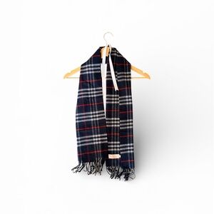 Burberry Navy and Red Plaid Scarf.
